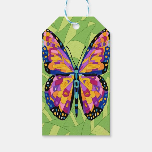 Étiquettes-cadeau Peinture papillon abstraite  (Devant)