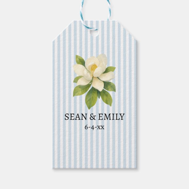 Étiquettes-cadeau Peinture personnalisée de magnolia pour mariage na (Devant)
