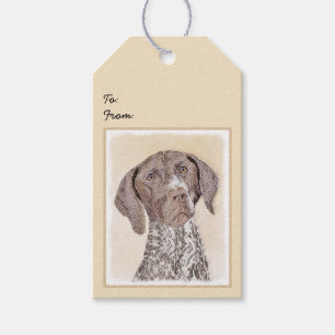 Étiquettes-cadeau Peinture pointeur germanique à pois court - Chien