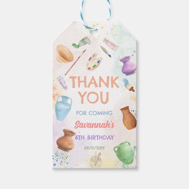 Étiquettes-cadeau Peinture sur Poterie Anniversaire (Devant)