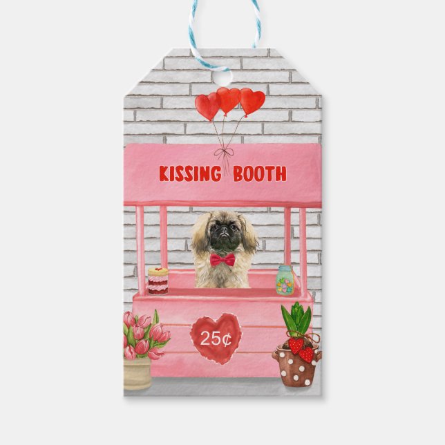 Étiquettes-cadeau pekingese Chien Valentine's Day Kissing Booth (Devant)