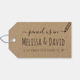 Étiquettes-cadeau Pencil Us In Handwriting Save the Date Mariage