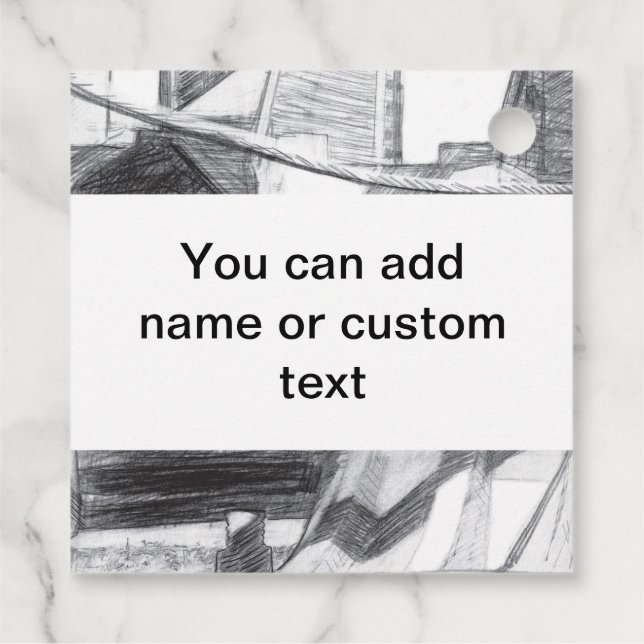 Étiquettes Cadeau Pencilart de passerelle antique Monochrome (Dos)