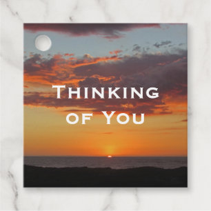 Étiquettes Cadeau Penser à vous Océan Pacifique Bright Orange Sunset