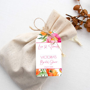 Étiquettes-cadeau Peoné rose orange élégant douche de nage faveur