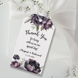 Étiquettes-cadeau Peonies noires gothiques Vintage Mariage Faveur Ca