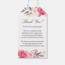 Peony Romance Mariage Tags cadeaux