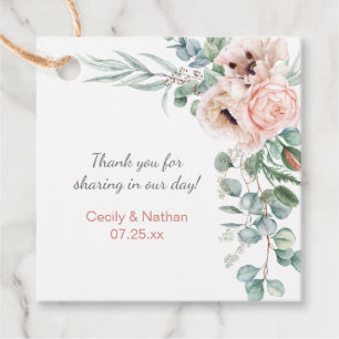 Étiquettes Cadeau Pépites d'ivoire rose pâtés Peonies Mariage cadeau