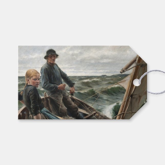 Étiquettes-cadeau Père et fille en mer (par Albert Edelfeel) (Devant (Horizontal))