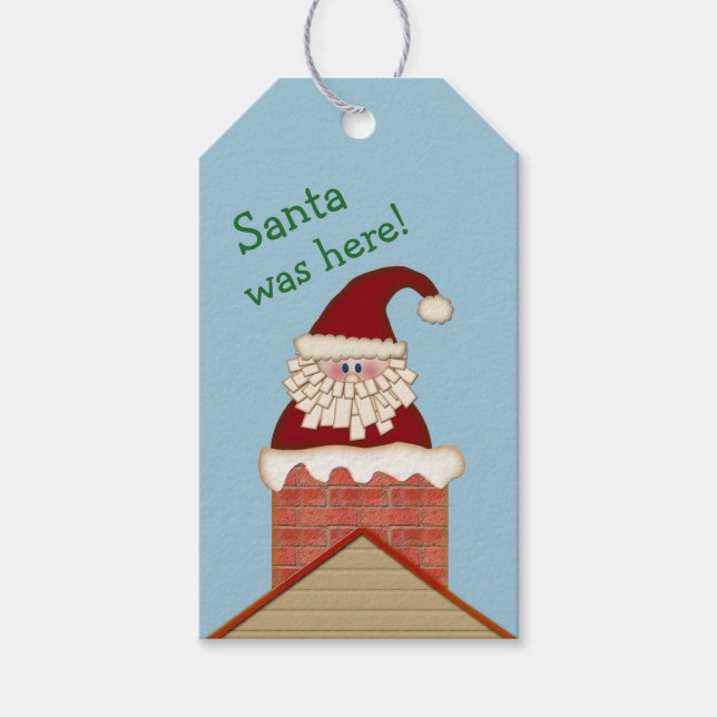 Étiquettes-cadeau Père Noël à Noël à Chimney (Devant)