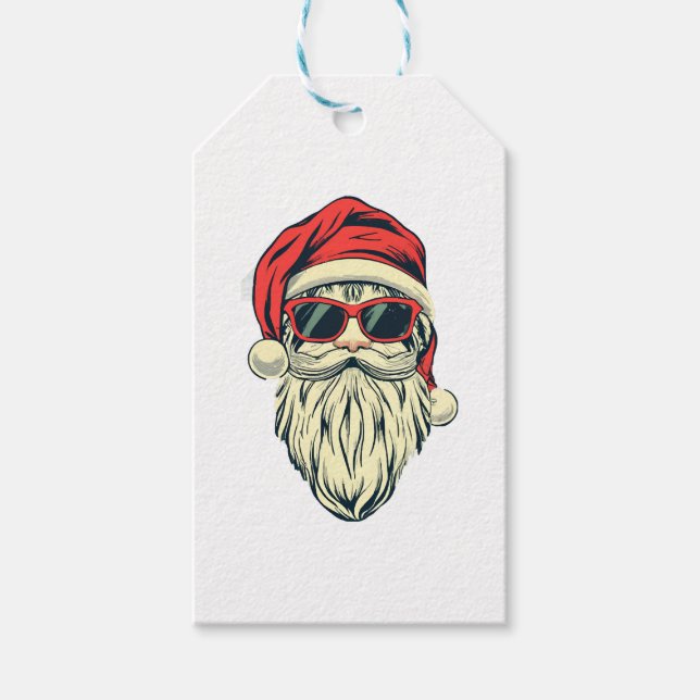 Étiquettes-cadeau Père Noël avec des lunettes (Devant)