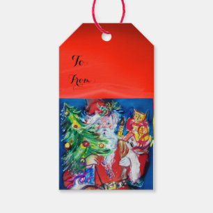 ÉTIQUETTES-CADEAU PÈRE NOËL AVEC SAPIN DE NOËL ET CADEAUX