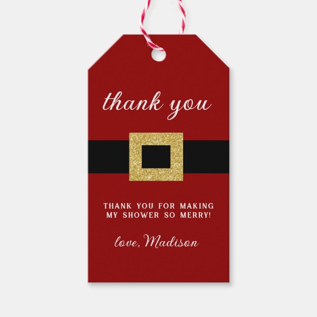 Étiquettes-cadeau Père Noël Baby Baby shower de Noël Merci (Devant)