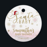 Étiquettes Cadeau Père Noël Baby Christmas Girl Baby shower<br><div class="desc">Calligraphie adorable avec des flocons de neige,  étiquettes de baby shower à thème hivernal. Facile à personnaliser avec vos détails. Vérifiez la collection pour rechercher les éléments correspondants comme cartes de boîtier.</div>