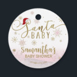 Étiquettes Cadeau Père Noël Baby Christmas Girl Baby shower<br><div class="desc">Calligraphie adorable avec des flocons de neige,  étiquettes de baby shower à thème hivernal. Facile à personnaliser avec vos détails. Vérifiez la collection pour rechercher les éléments correspondants comme cartes de boîtier.</div>