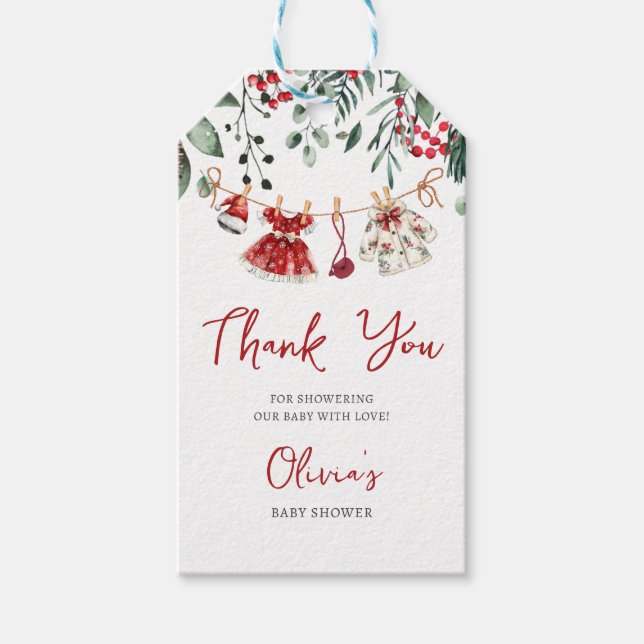 Étiquettes-cadeau Père Noël Baby Christmas Girl Baby shower de vêtem (Devant)