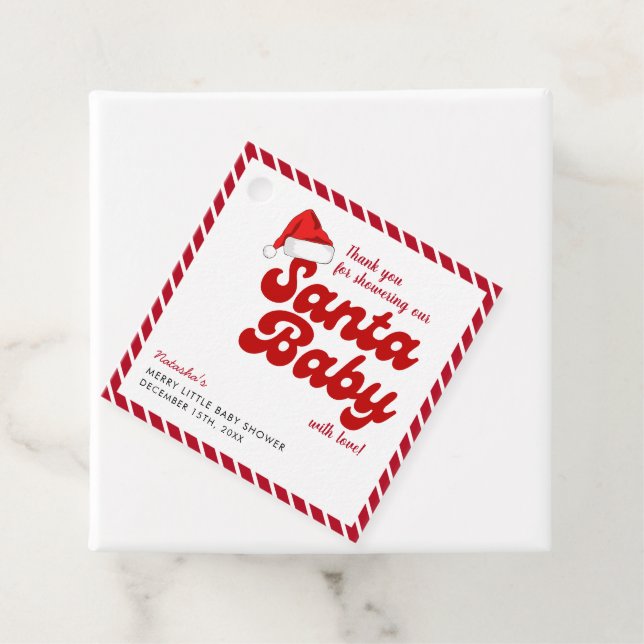 Étiquettes Cadeau Père Noël Baby Joyeux Baby shower de Noël (En situation)
