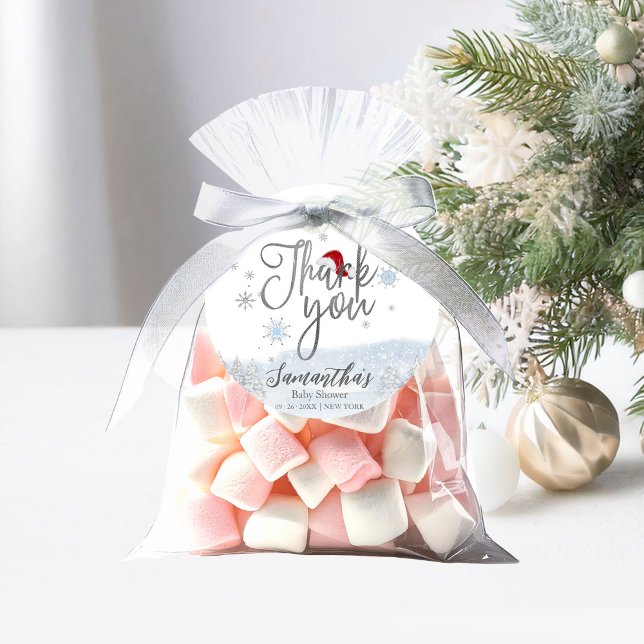 Étiquettes Cadeau Père Noël Baby Noël Baby shower d'hiver Merci (Créateur téléchargé)