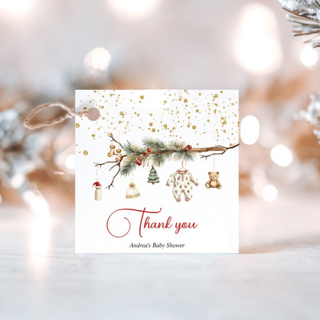 Étiquettes Cadeau Père Noël Baby Rustic Winter Greenery baby shower (Créateur téléchargé)