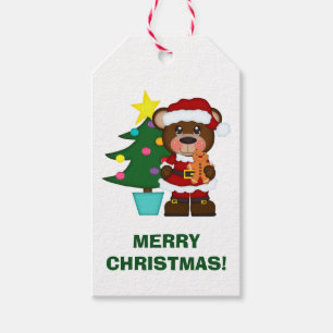 Étiquettes-cadeau Père Noël Bear Holiday