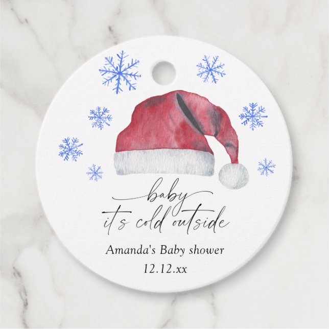 Étiquettes Cadeau Père Noël - bébé il fait froid dehors (Devant)