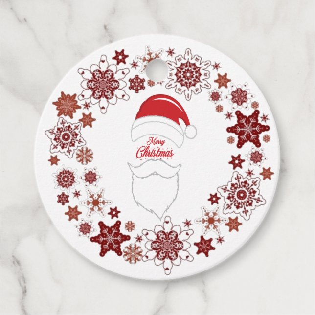 Étiquettes Cadeau Père Noël Casquette Et Beauté Avec Joyeux Noël (Devant)