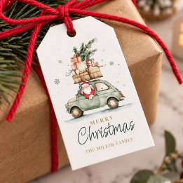Étiquettes-cadeau Père Noël de Noël rustique aquarelle