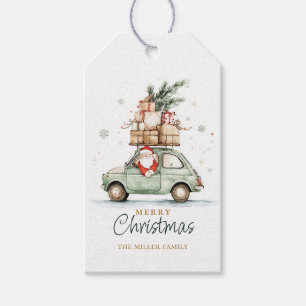 Étiquettes-cadeau Père Noël de Noël rustique aquarelle