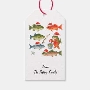 Étiquettes-cadeau Père Noël de poissons pour les amoureux de la pêch