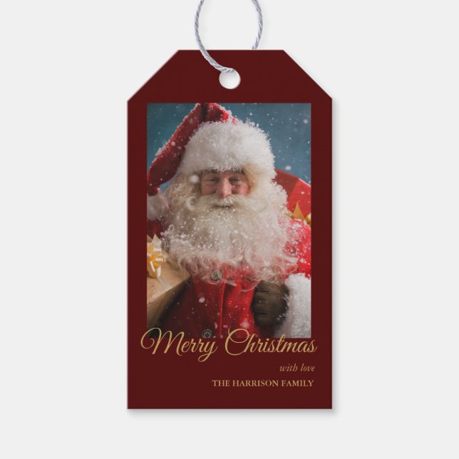 Étiquettes-cadeau Père Noël d'hiver | Joyeux Noël (Devant)