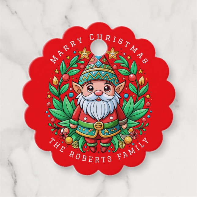 Étiquettes Cadeau Père Noël Enchanted Fête de Noël Elfe (Devant)