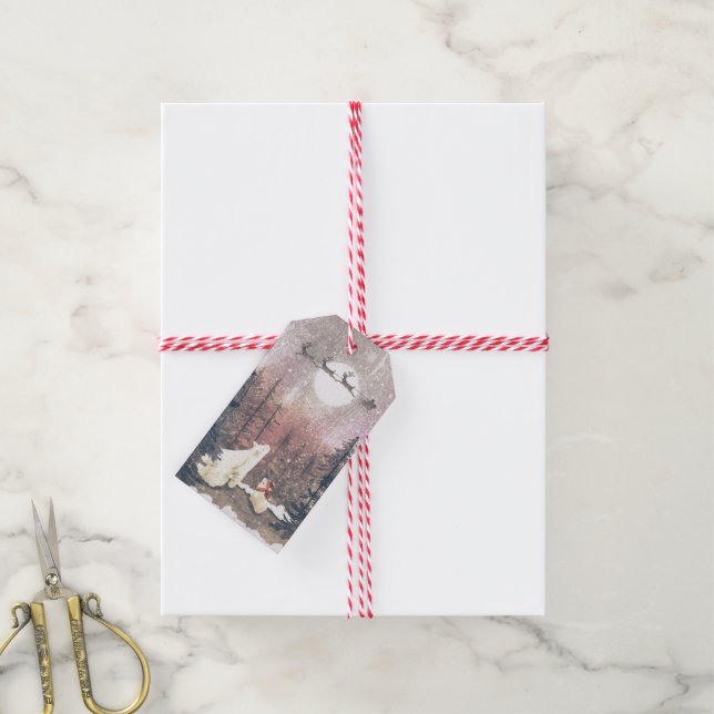 Étiquettes-cadeau Père Noël et les ours polaires (Avec de la ficelle)