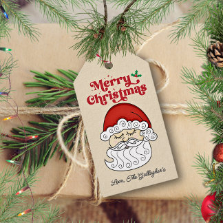 Étiquettes-cadeau Père Noël Joyeux Noël Rétro