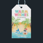 Étiquettes-cadeau Père Noël Mermaid Tropical Beach Palms Christmas<br><div class="desc">L'ornement de Noël tropical "Chaleureux" présente Père Noël et une sirène nageant dans l'océan au coucher du soleil,  encadrée par une paire de palmiers plantés de lampadaires. Père Noël sirote un cocktail dans un ananas et clignote l'aloha hawaïen accroché au panneau. Art par KL Stock.</div>