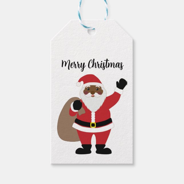 Étiquettes-cadeau Père Noël noir africain (Devant)