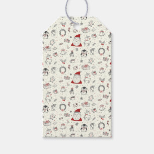 Étiquettes-cadeau Père Noël, Penguins et Rudolph