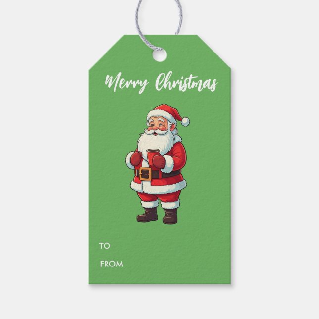 Étiquettes-cadeau Père Noël Personnalisé Boire Chocolat Chaud (Devant)