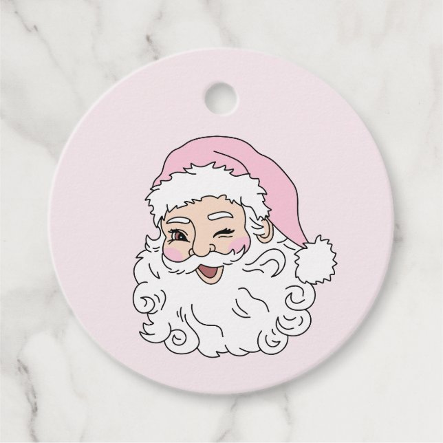 Étiquettes Cadeau Père Noël rose (Devant)