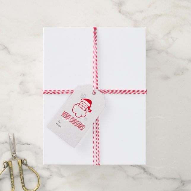 Étiquettes-cadeau Père Noël Rouge (Avec de la ficelle)
