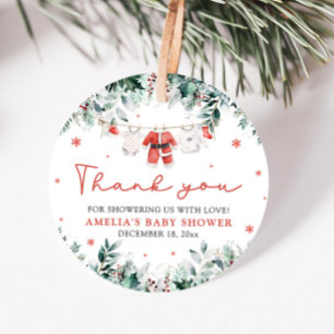 Étiquettes Cadeau Père Noël rouge bébé vêtements de Noël corde à lin