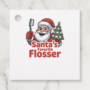 Étiquettes Cadeau Père Noël’s Favori Flosser Christmas Dental Dentis