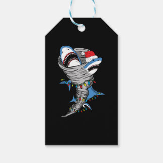 Étiquettes-cadeau Père Noël Shark Tornado Joyeux Noël