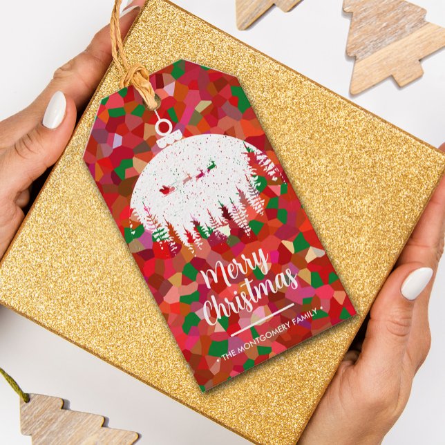 Étiquettes-cadeau Père Noël Sleigh Noël Ornement (Créateur téléchargé)