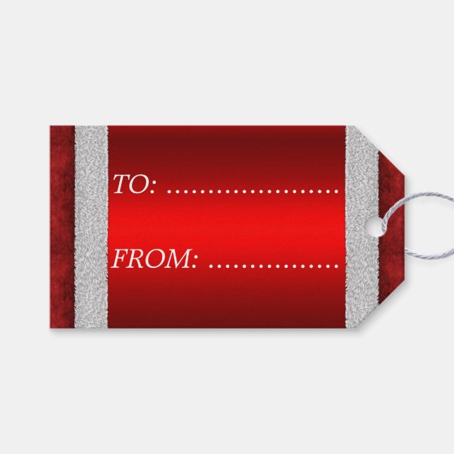 Étiquettes-cadeau Père Noël Suit Red Christmas (Devant (Horizontal))