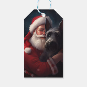 Étiquettes-cadeau Père Noël Terrier Écossais Noël Festif