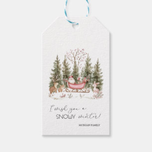 Étiquettes-cadeau Père Noël,Trainée,Cadeaux Forêt Noël