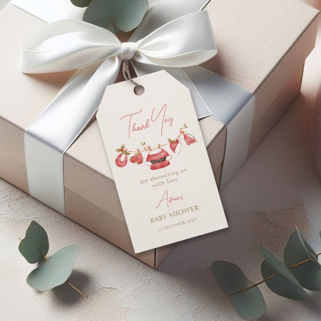 Étiquettes-cadeau Père Noël Vêtements d'hiver Baby shower garçon Mer (Créateur téléchargé)