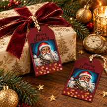 Père Noël victorien vintage bordeaux or 