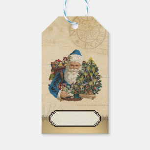 Étiquettes-cadeau Père Noël victorienne avec cadeaux - Noël Vintage