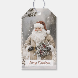 Étiquettes-cadeau Père Noël vintage Joyeux Noël